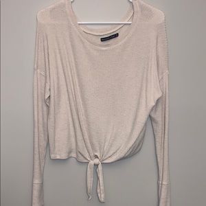 Ribbed cream long sleeve knotted